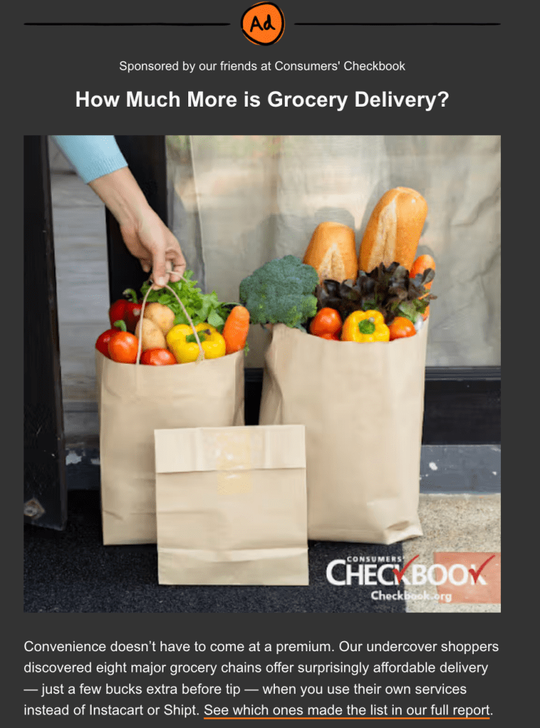 How much more is grocery delivery?